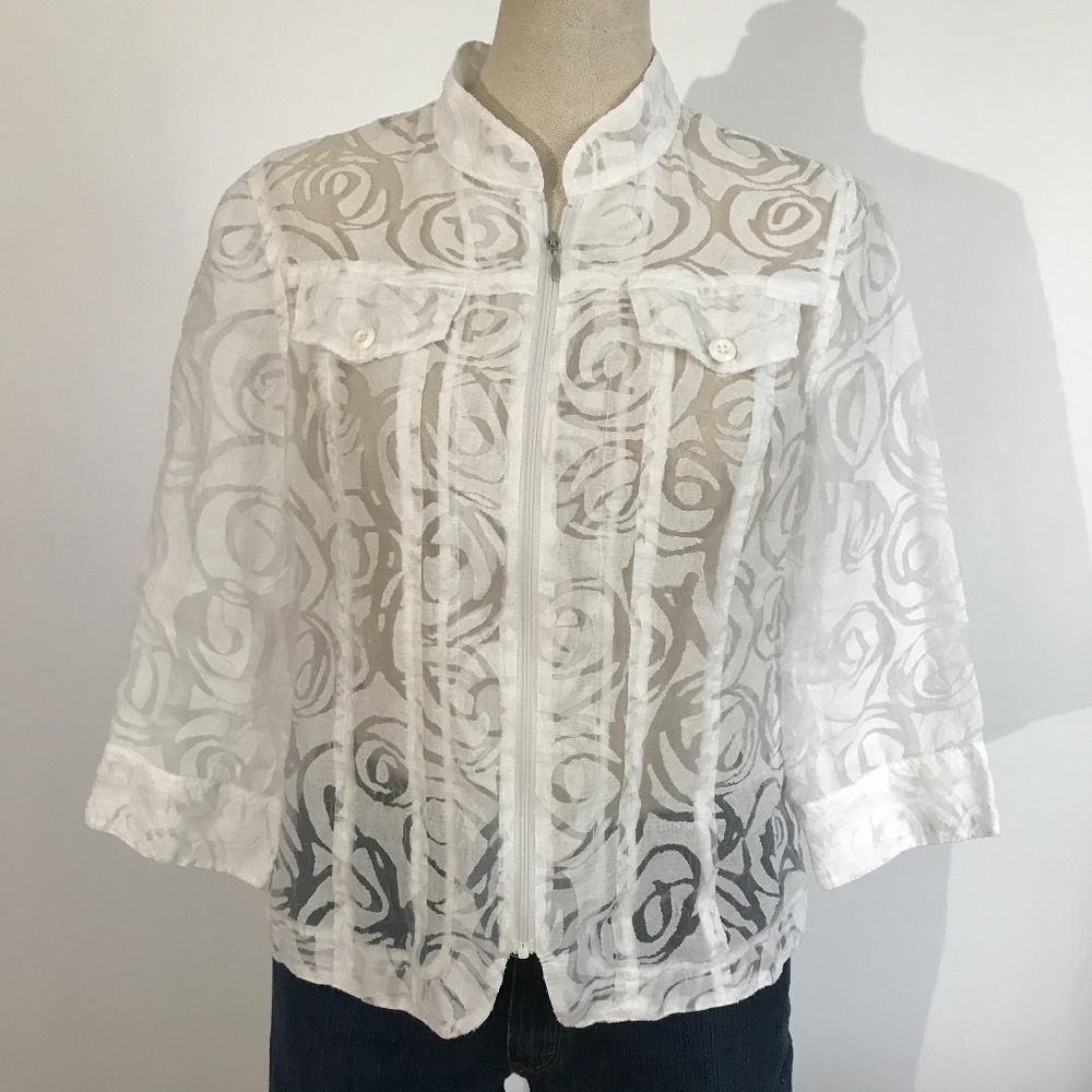 KerryBrooke  - White Lace Sheer Jacket - M